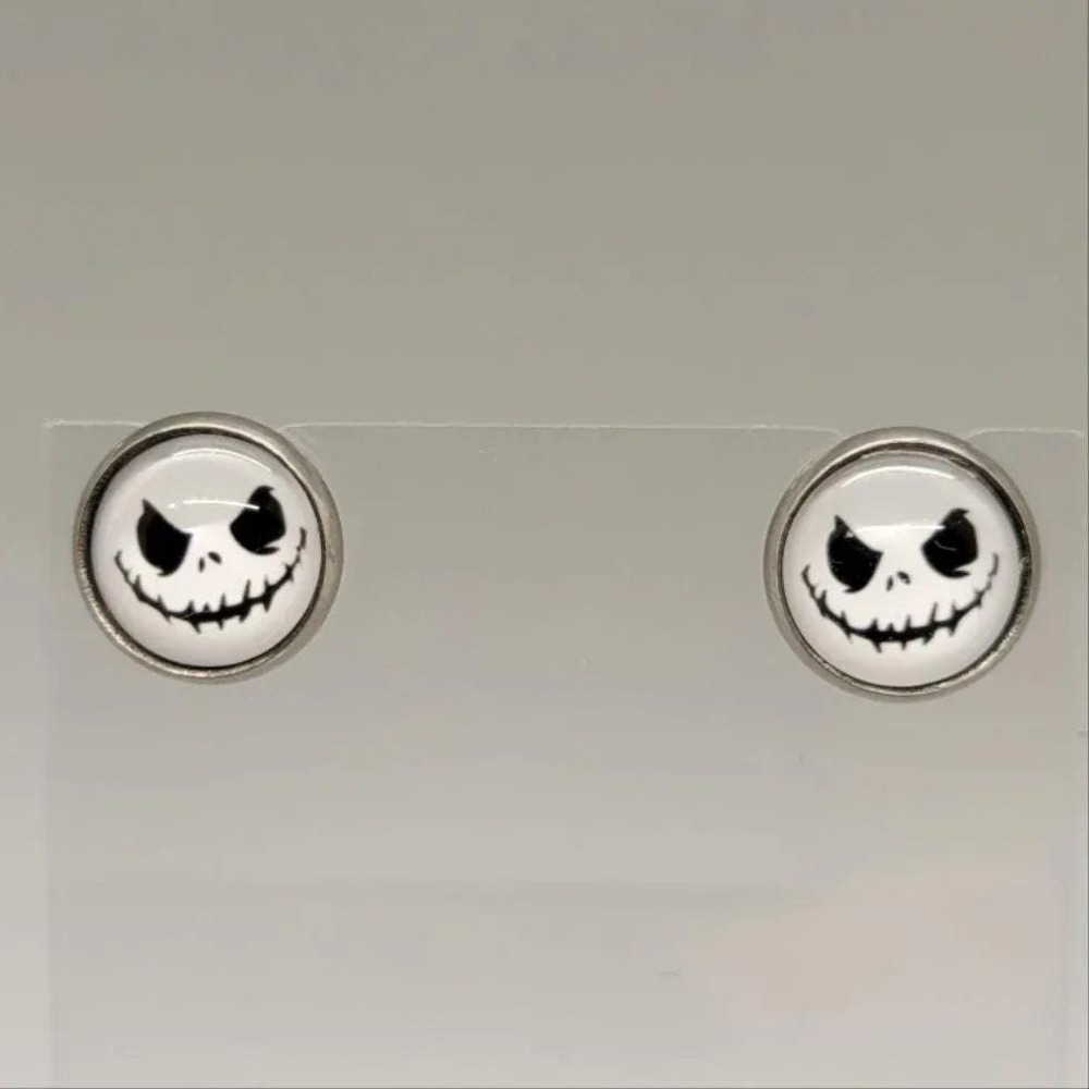 Jack Skellington Stud Earrings, Stainless Steel
